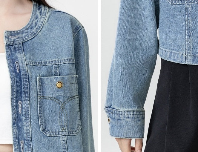 Blue Denim Jacket Casual Cardigan
