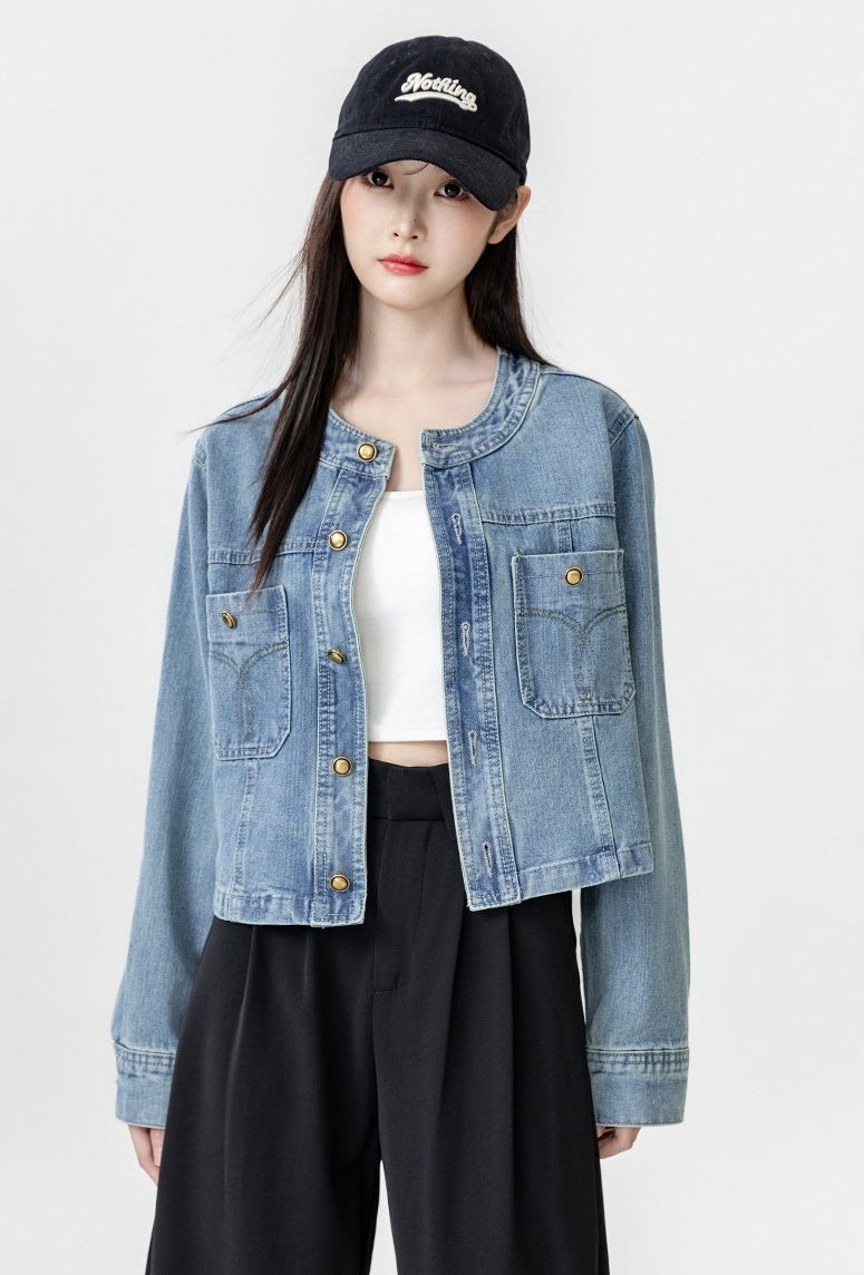 Blue Denim Jacket Casual Cardigan