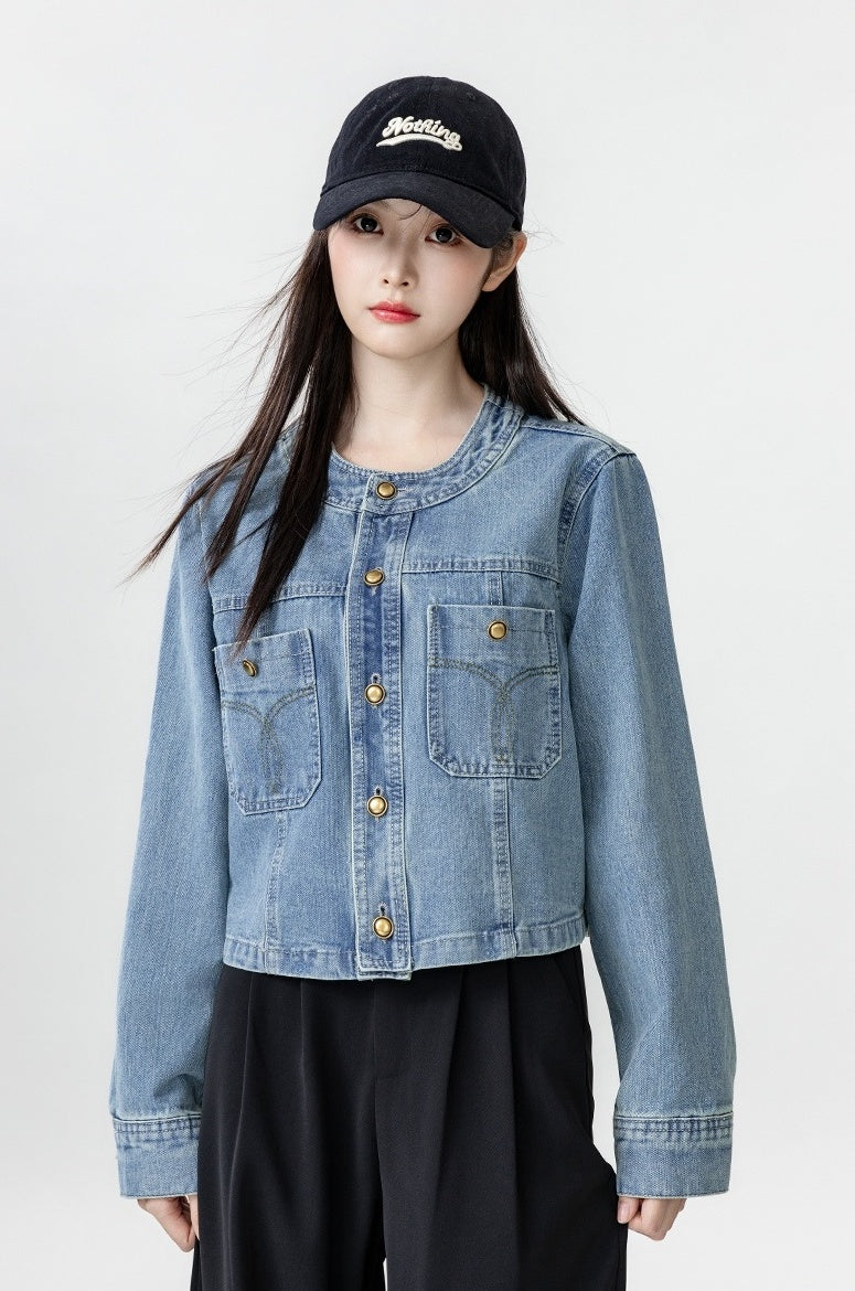 Blue Denim Jacket Casual Cardigan