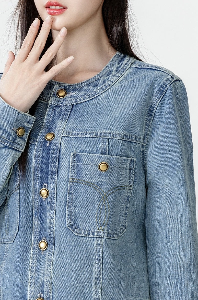 Blue Denim Jacket Casual Cardigan