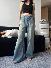 Blue Denim Paint-Splashed Jeans