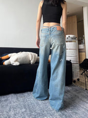 Blue Denim Paint-Splashed Jeans