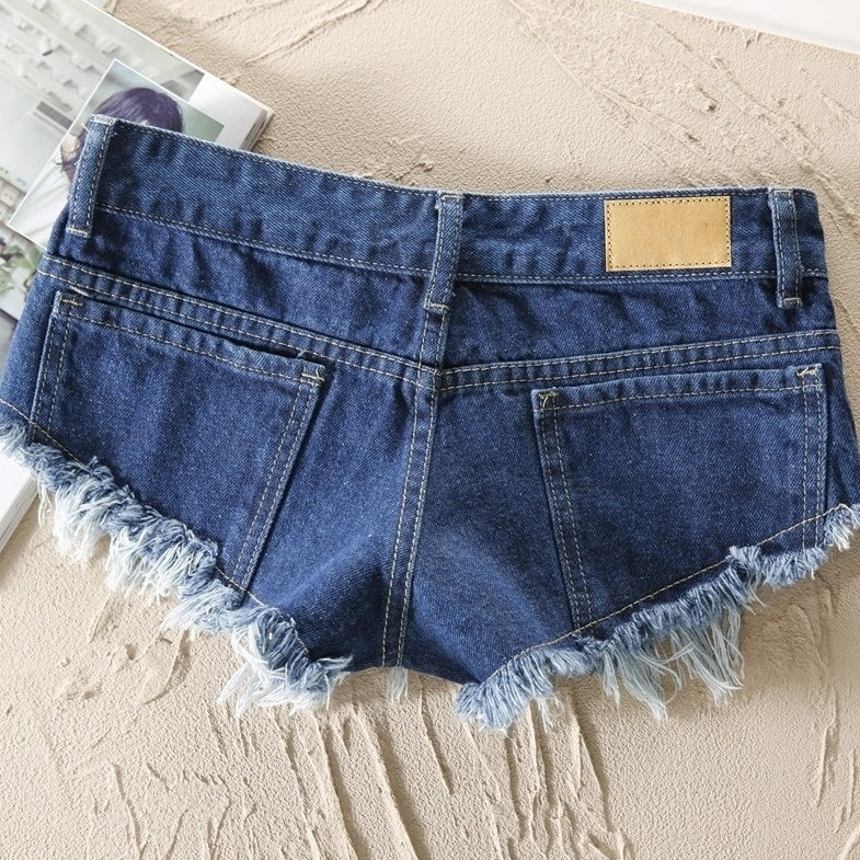 Blue Denim Ripped Micro Shorts