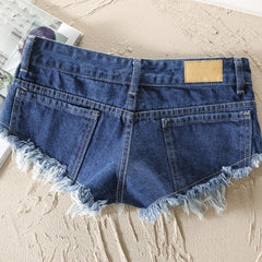 Blue Denim Ripped Micro Shorts