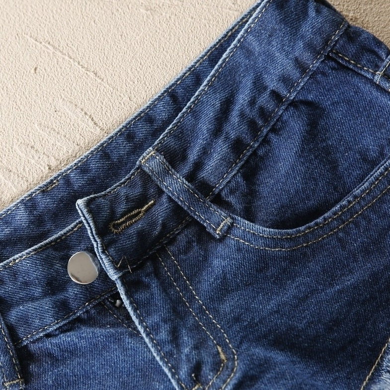 Blue Denim Ripped Micro Shorts