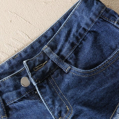 Blue Denim Ripped Micro Shorts