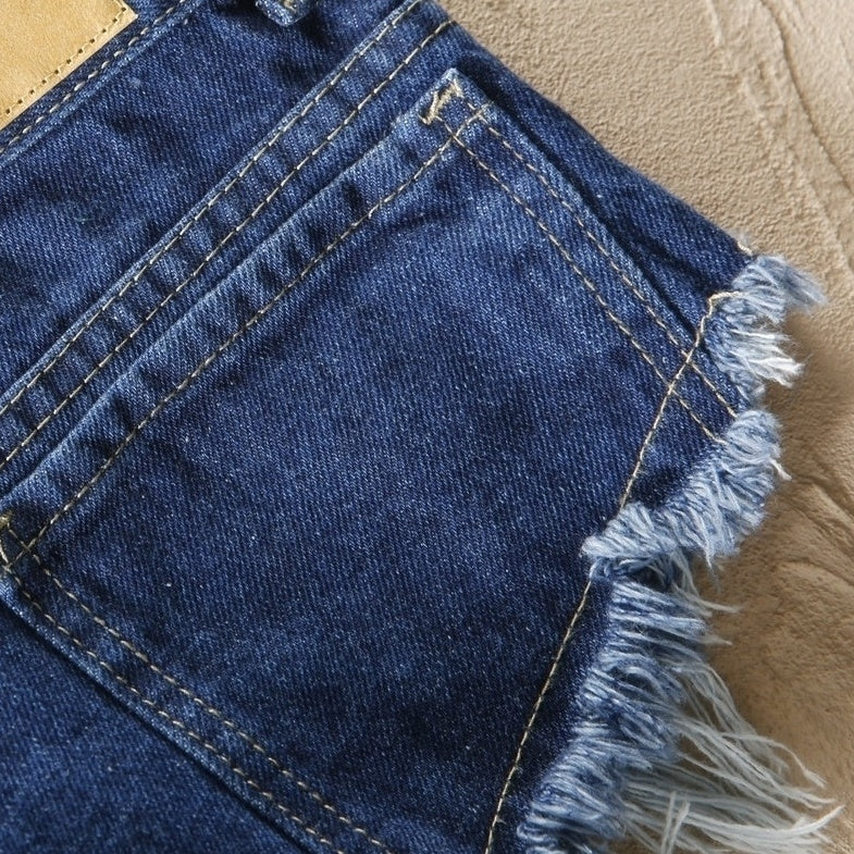 Blue Denim Ripped Micro Shorts