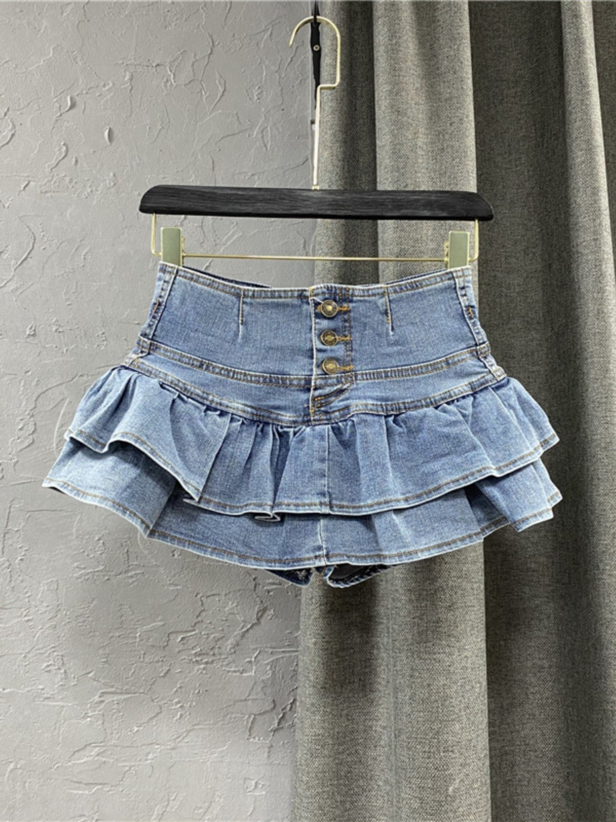 Blue Denim Ruffled Skort