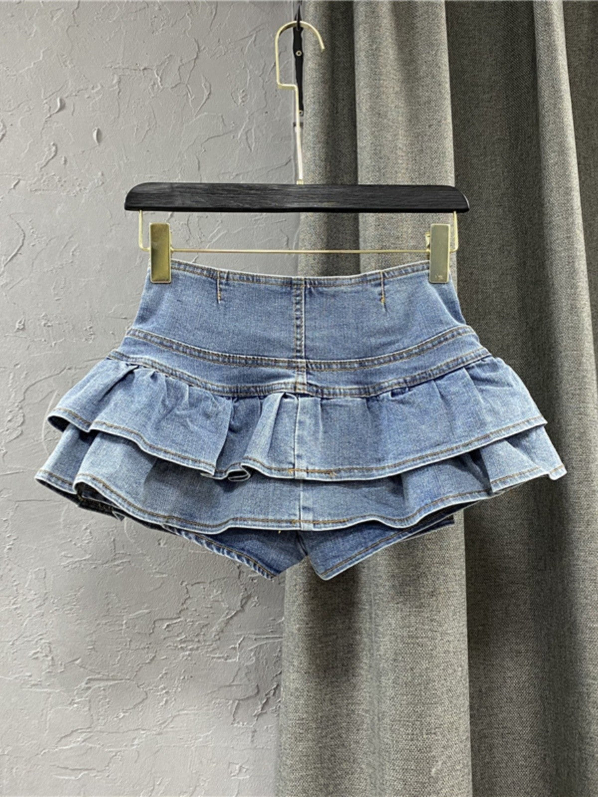 Blue Denim Ruffled Skort
