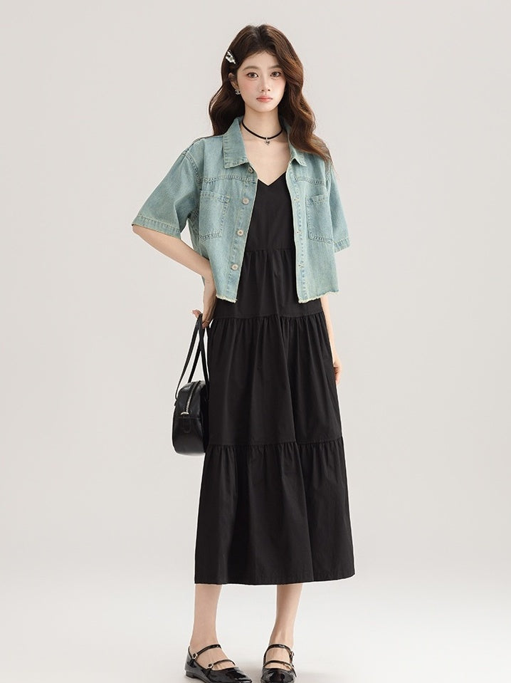 Blue Denim Short Sleeve Casual Jacket Shirt
