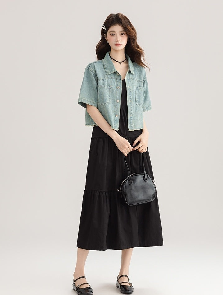 Blue Denim Short Sleeve Casual Jacket Shirt