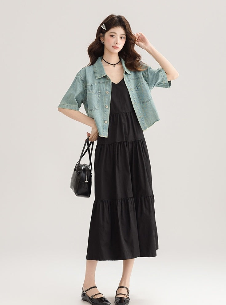 Blue Denim Short Sleeve Casual Jacket Shirt