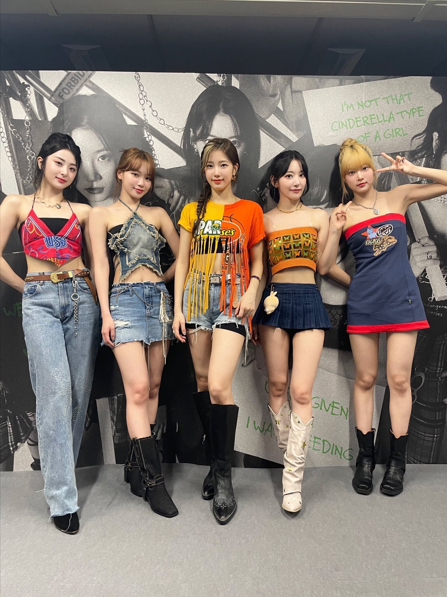 Blue Denim Star Crop Top