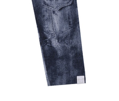 Blue Denim Style Print Hooded Top
