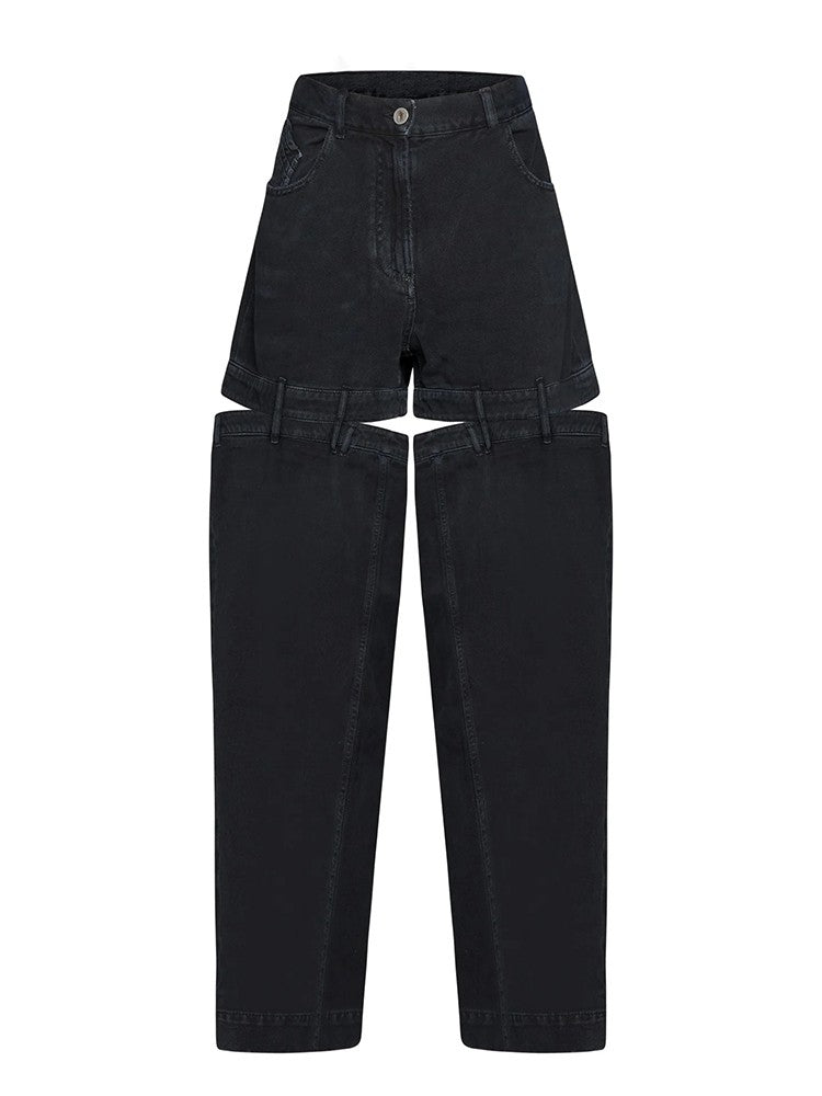 Blue Detachable Loose Jeans