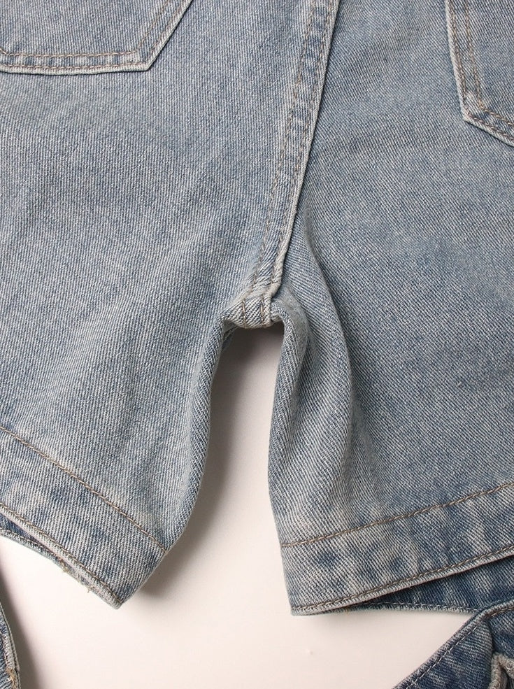 Blue Detachable Loose Jeans