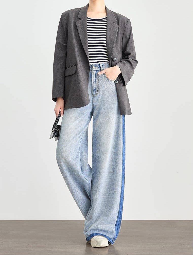 Blue Dual Tone Side Line Denim Jeans