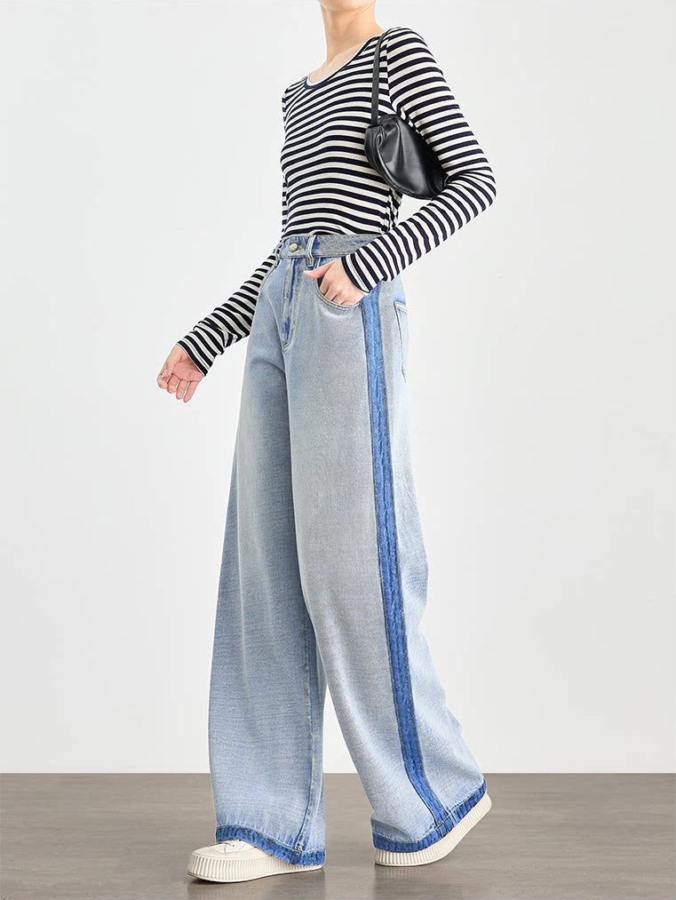 Blue Dual Tone Side Line Denim Jeans