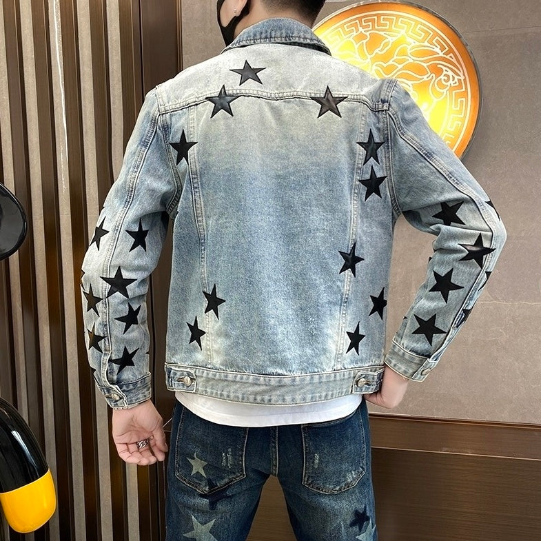 Blue Embroidered Stars Denim Jacket