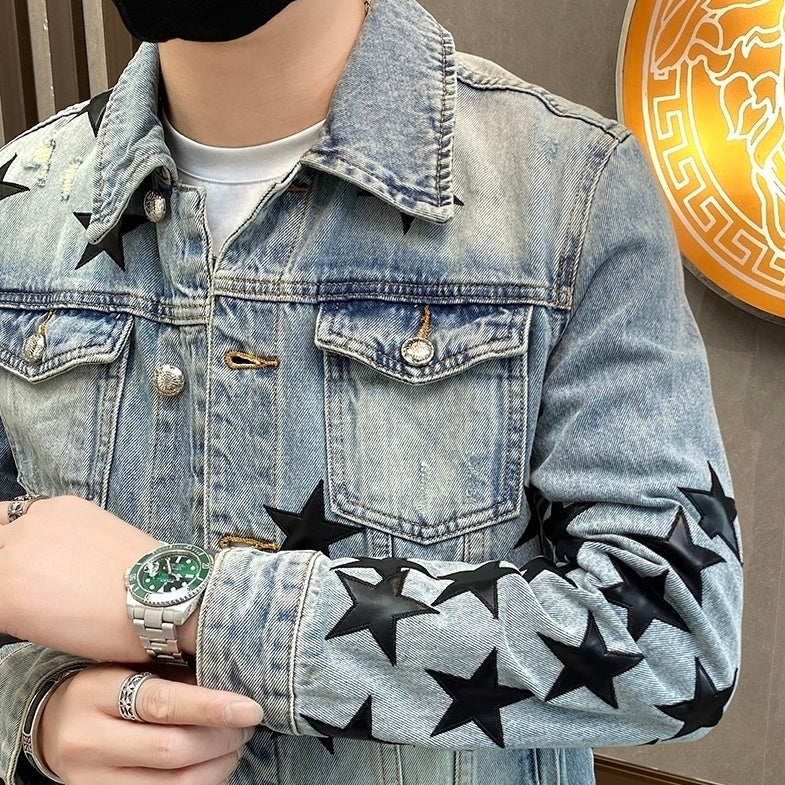Blue Embroidered Stars Denim Jacket