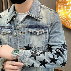 Blue Embroidered Stars Denim Jacket