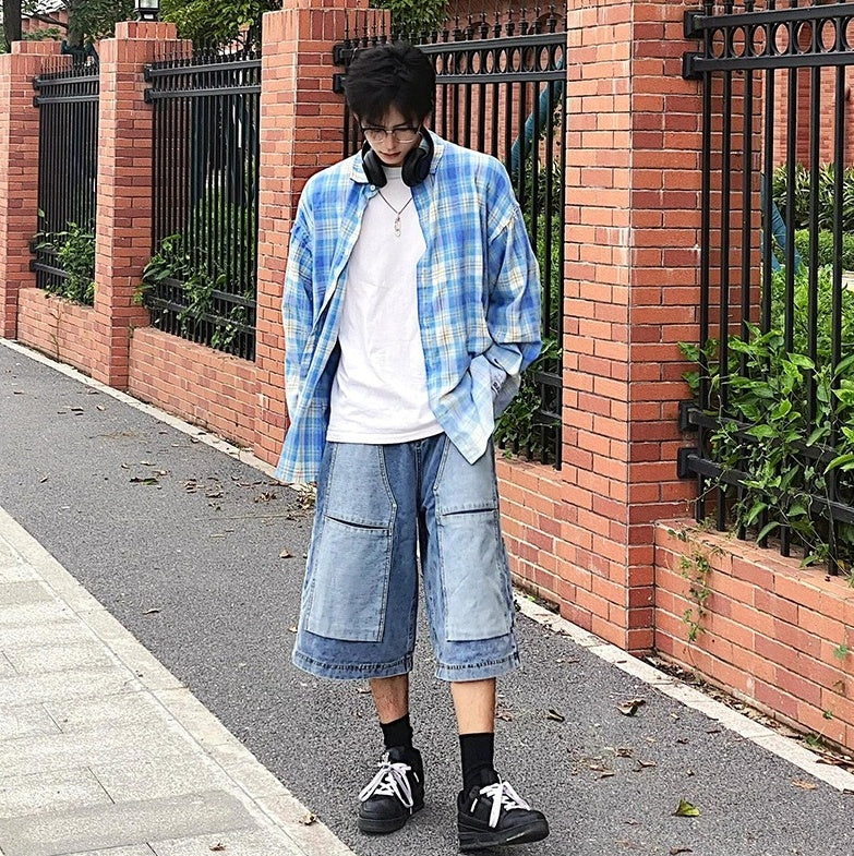 Blue Faded Plaid Shirt