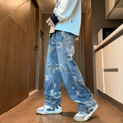 Blue Floral Pattern Jeans