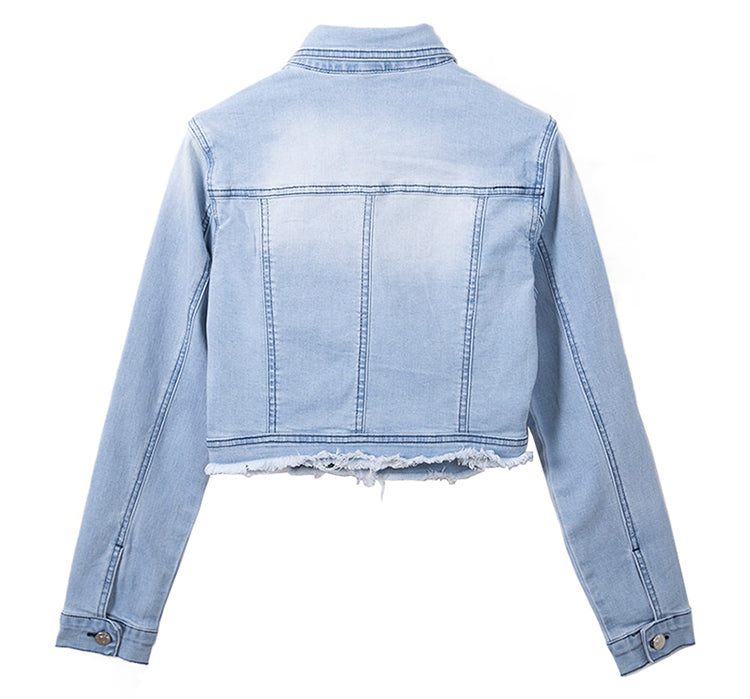 Blue Front Cut-Out Denim Top