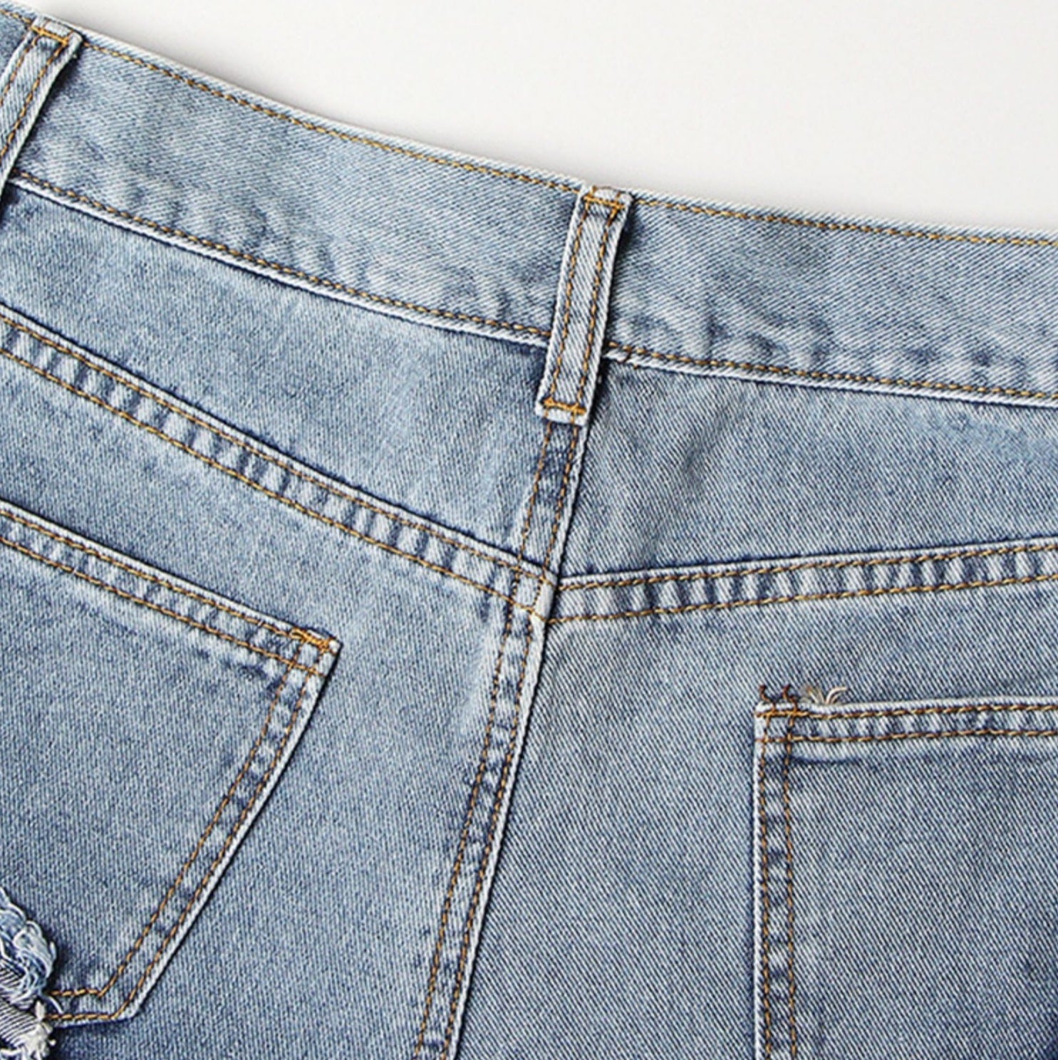 Blue Layered Ragged Ruffles Denim Shorts