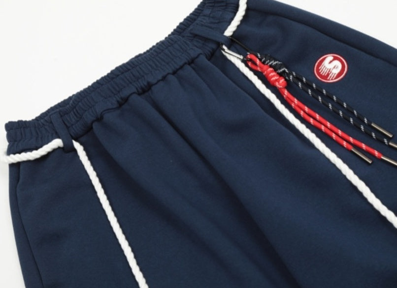 Blue Layered Style Laced Sweatpants