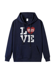 Blue Love Graphic Pullover Hoodie