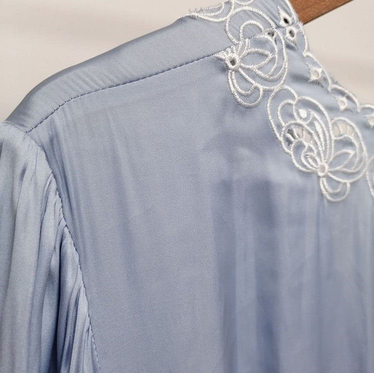 Blue Low V-Neck Satin Dress