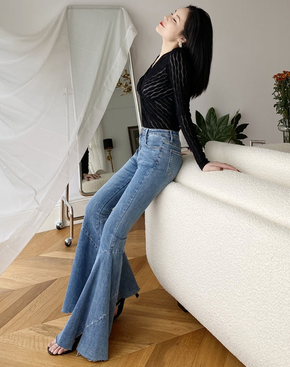 Blue Mermaid Flare Jeans