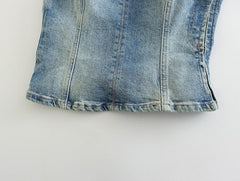 Blue One-Shoulder Denim Top