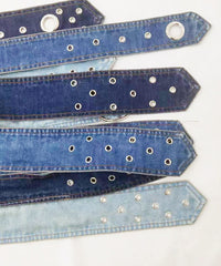Blue Overlayered Belts Denim Skirt