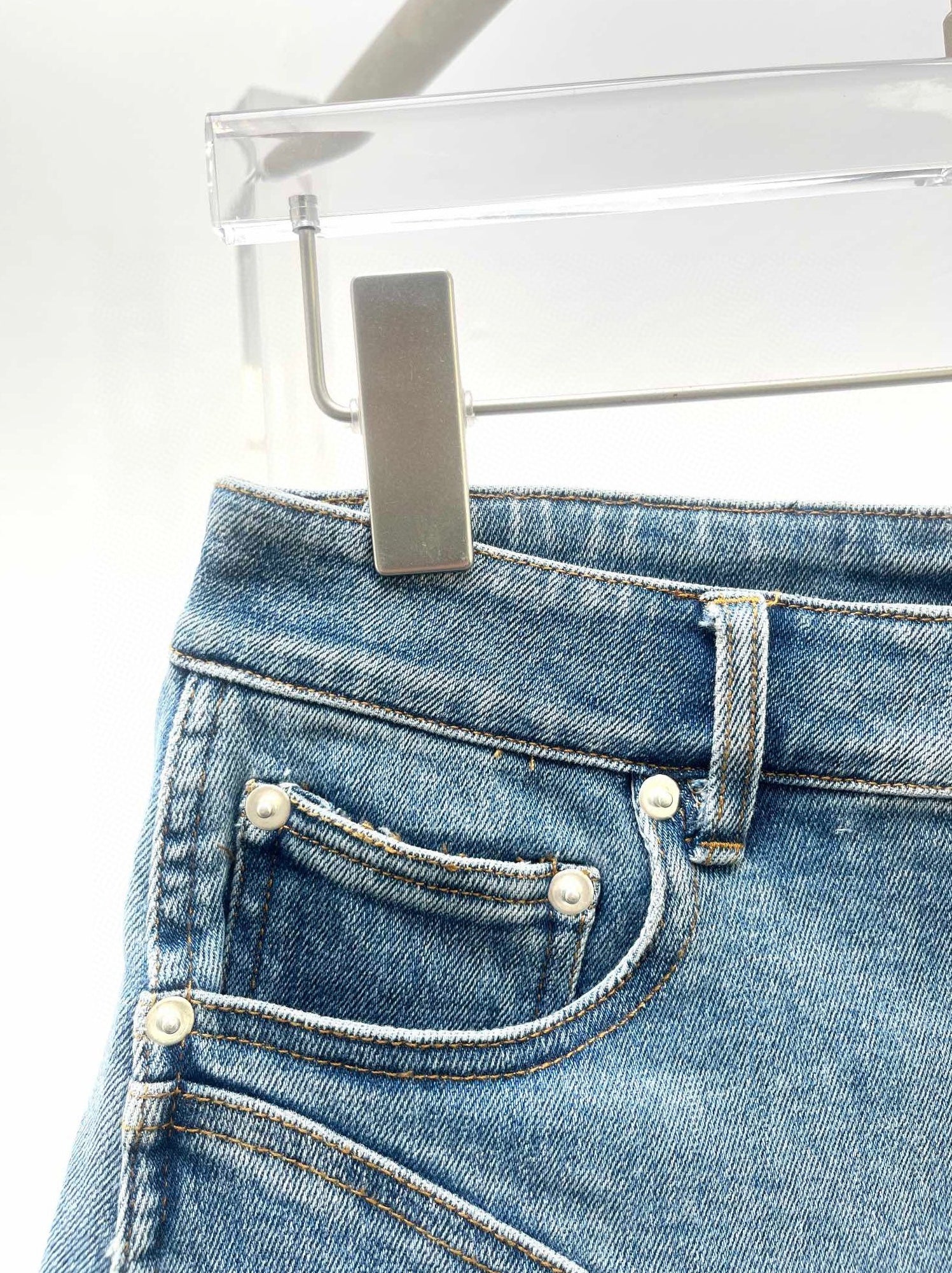 Blue Panelled Denim Shorts