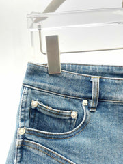Blue Panelled Denim Shorts
