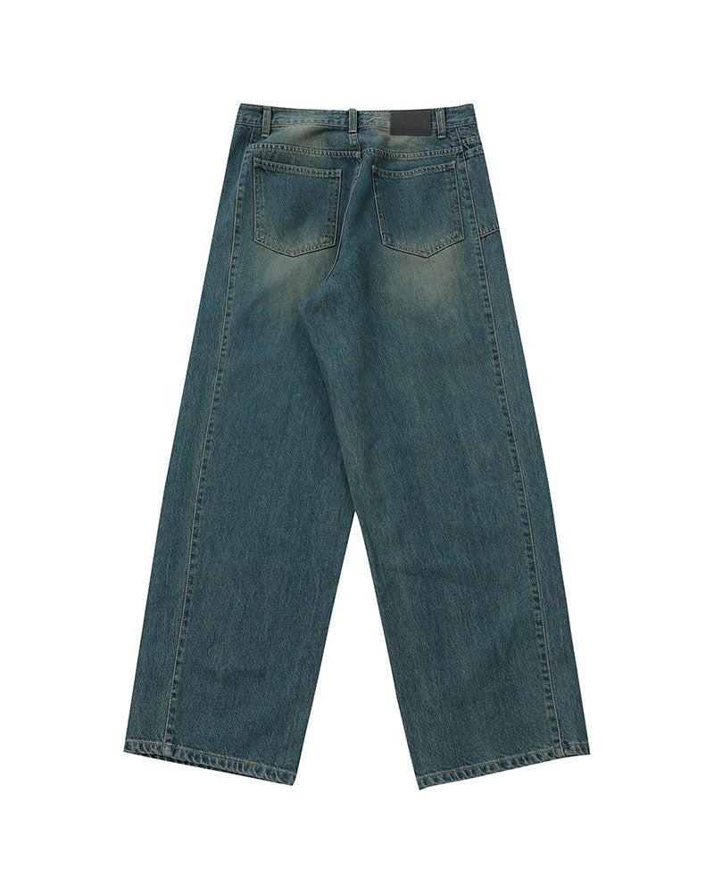 Blue Panelled Oversized Jeans