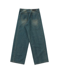 Blue Panelled Oversized Jeans