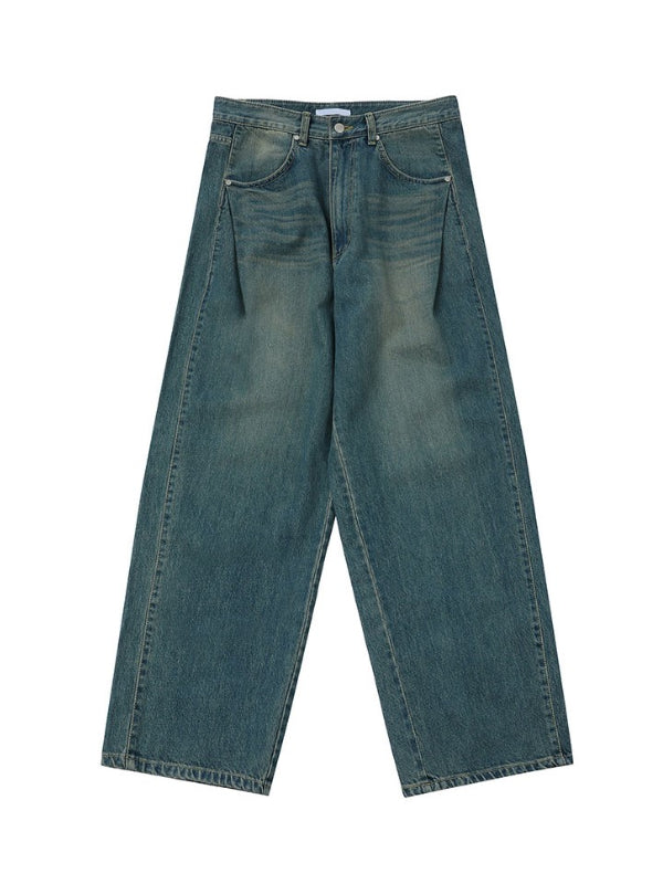 Blue Panelled Oversized Jeans