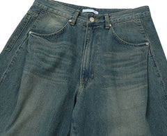 Blue Panelled Oversized Jeans
