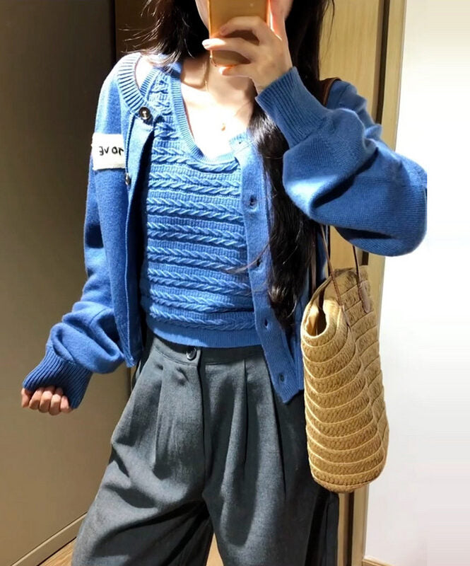 Blue Patch Cozy Cardigan |Seo Mi Rae â€?Boyfriend On Demand
