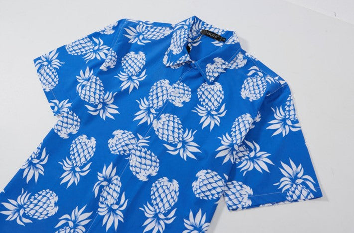 Blue Pineapple Pattern Shirt