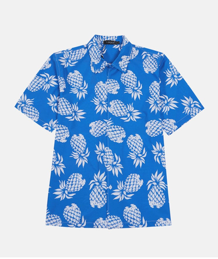 Blue Pineapple Pattern Shirt