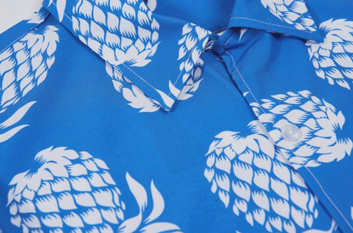 Blue Pineapple Pattern Shirt