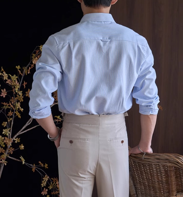Blue Pinstripe Pocket Shirt