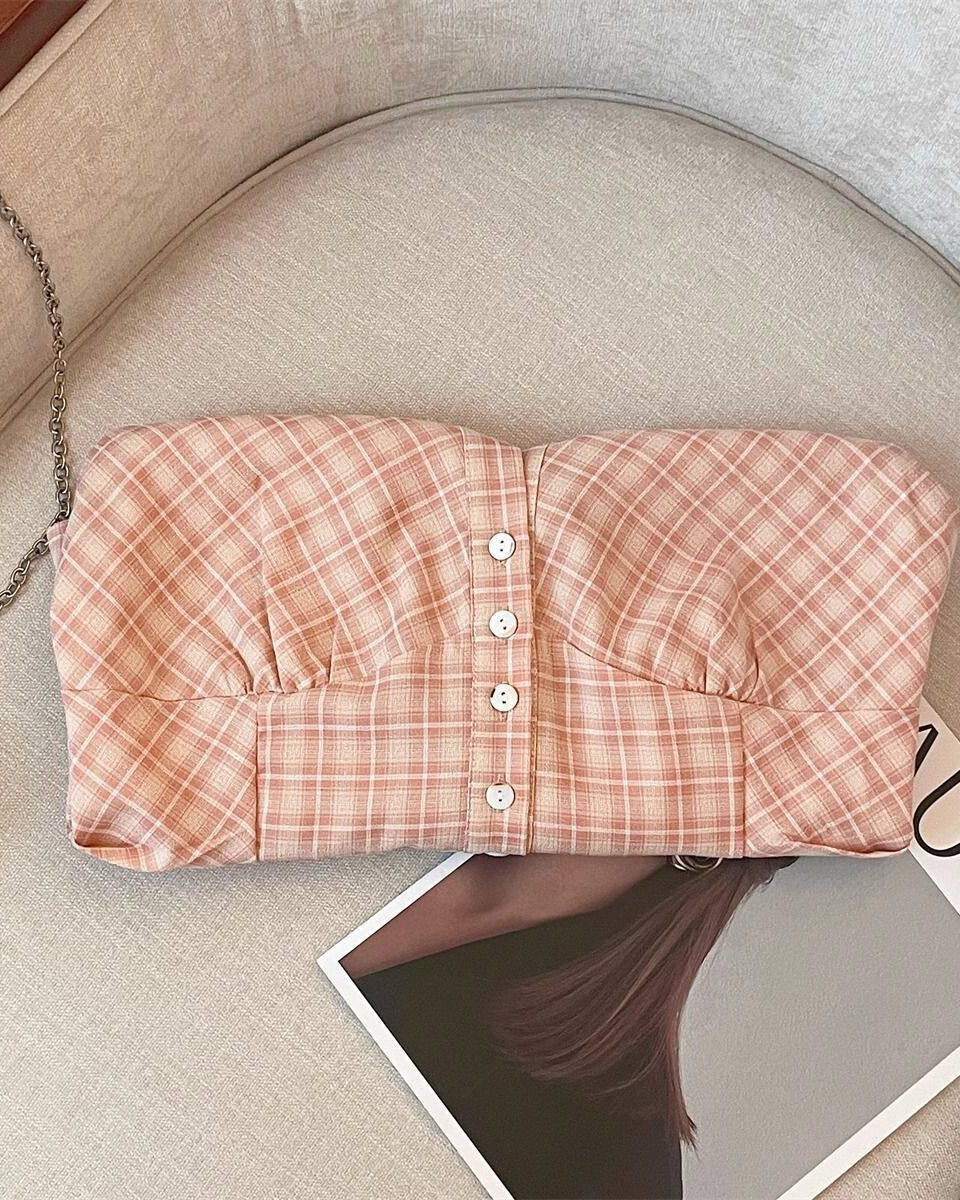 Blue Plaid Button Camisole Top