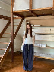 Blue Plaid Highwaist Relaxed Trousers