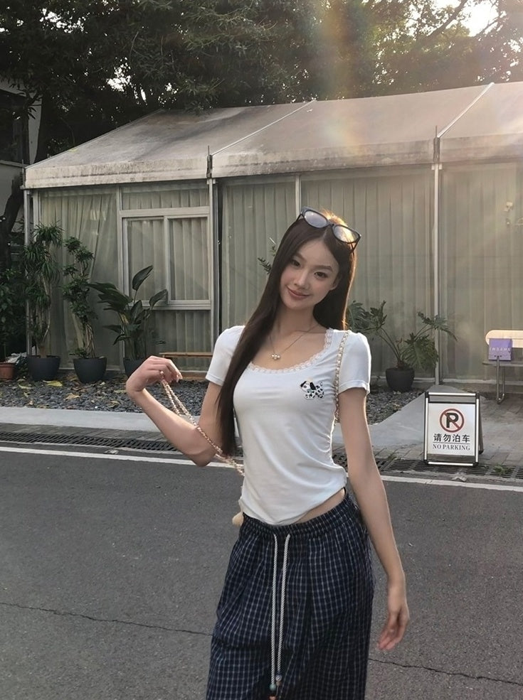 Blue Plaid Highwaist Relaxed Trousers