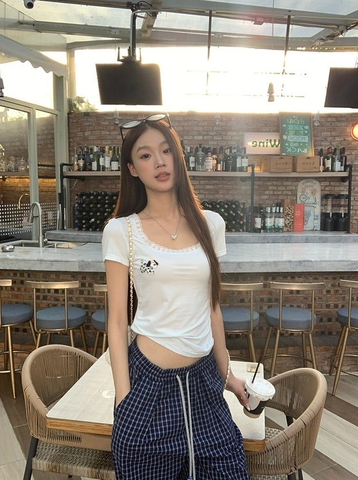 Blue Plaid Highwaist Relaxed Trousers